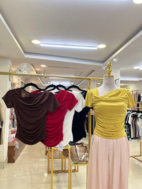 Asymmetrical Neckline Fitted Bodycon Tops